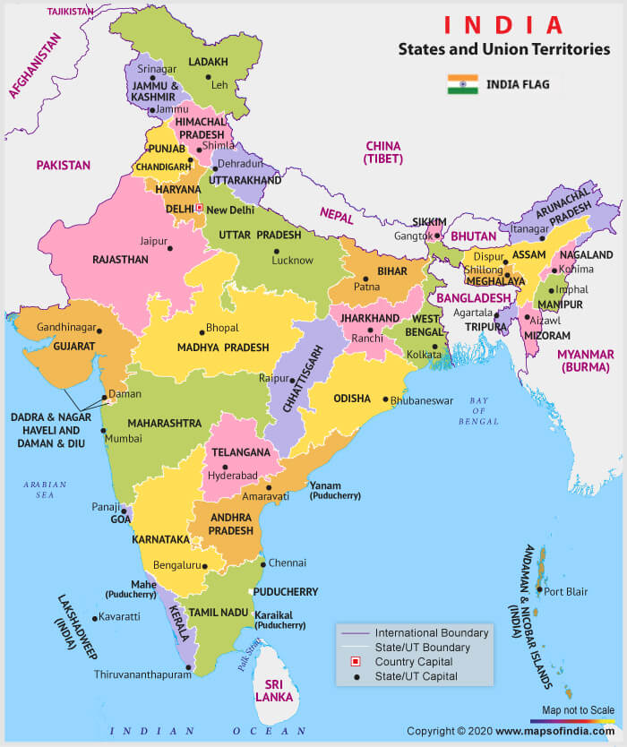 Map of India with states
