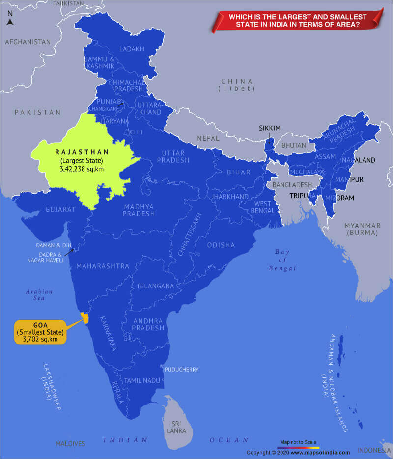 largest and smallest state of India by area 